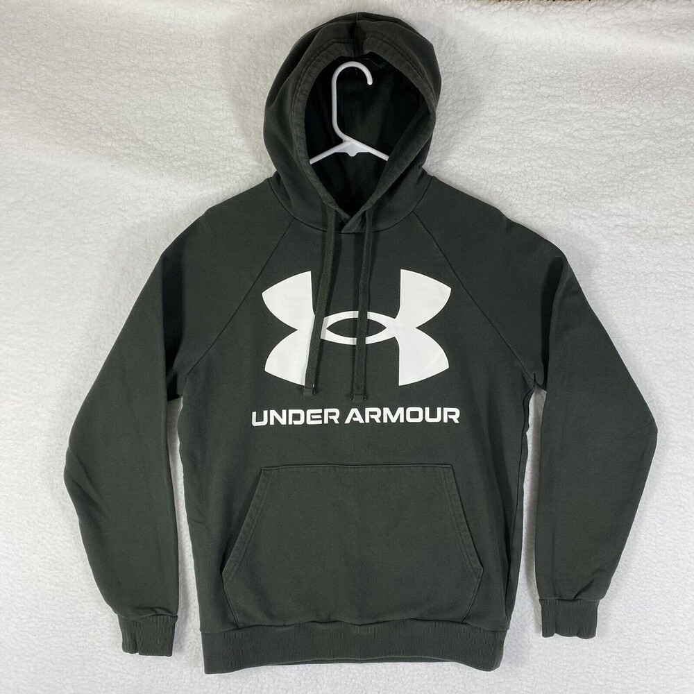 Under Armour Sweatshirt Women's S Green Gray ColdGear Pullover‎ Hoodie Spellout